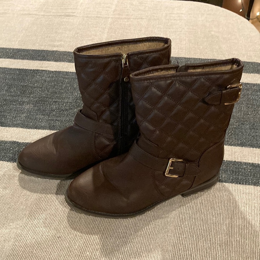 Sporto Faux Brown Leather Boots Thermo Fur lined Hike Tread Shoes